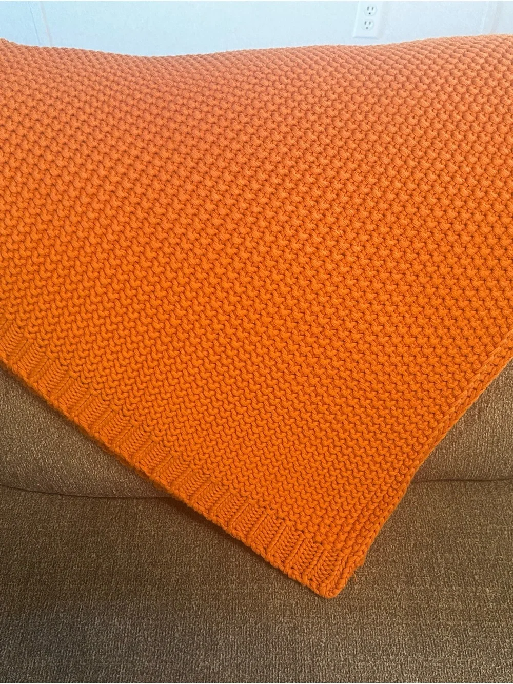 Vibrant Harvest Fall Orange Knit Throw Blanket 51x63